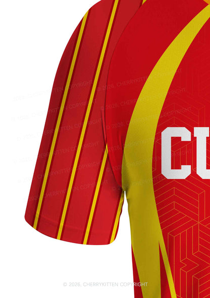 Custom Red Yellow Geometric Y2K Football Jersey Shirts Cherrykitten
