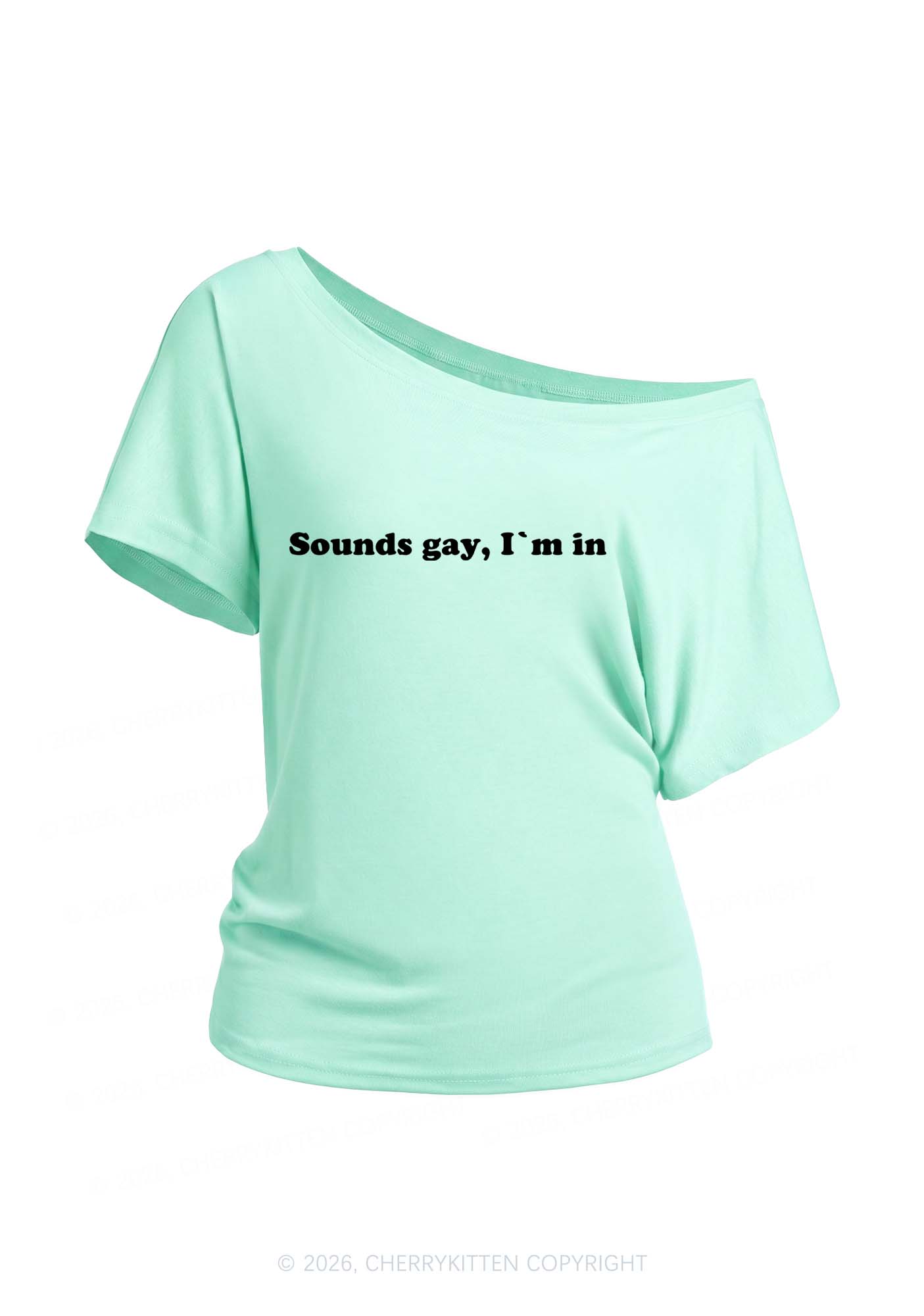 Sounds Gay Pride Y2K Off Shoulder Tee Cherrykitten