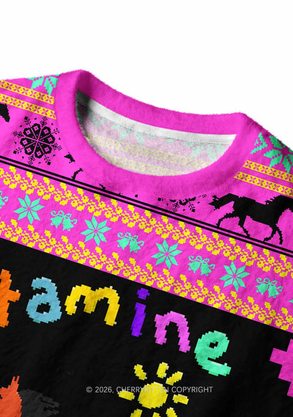 Orange Pony Y2K Christmas Knit Sweatshirt Cherrykitten
