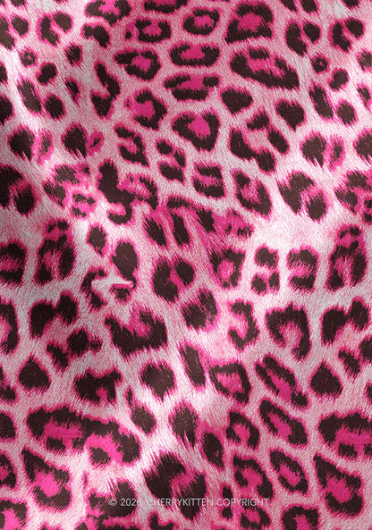 Pink Leopard Y2K Print Square Bandana Cherrykitten