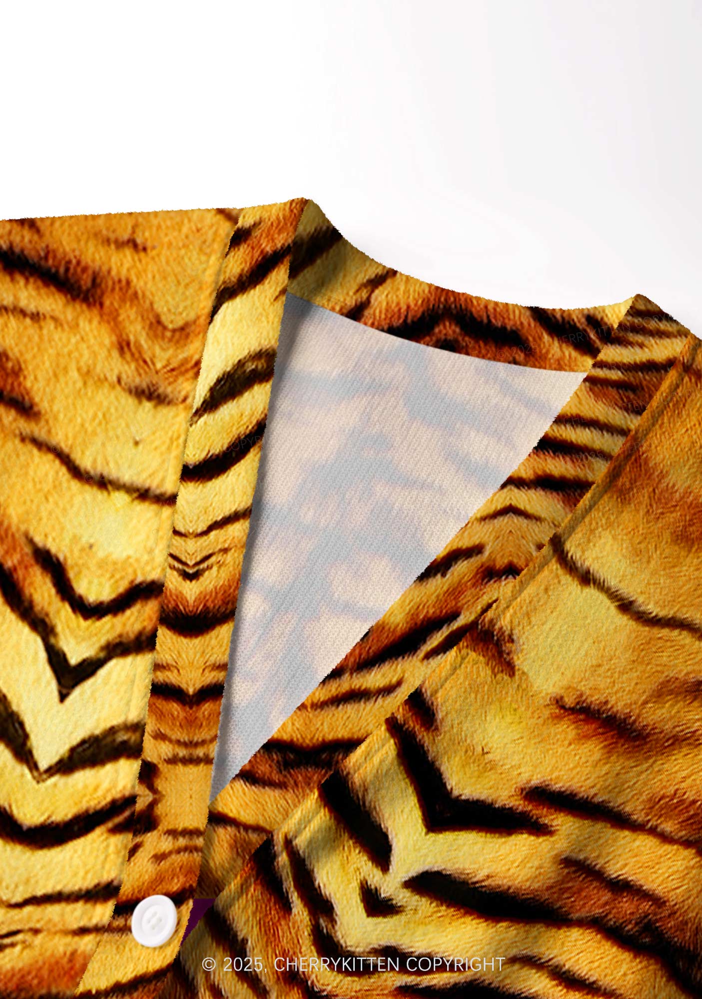 Wild Tiger Texture Y2K Christmas Cardigan Knit Sweatshirt Cherrykitten