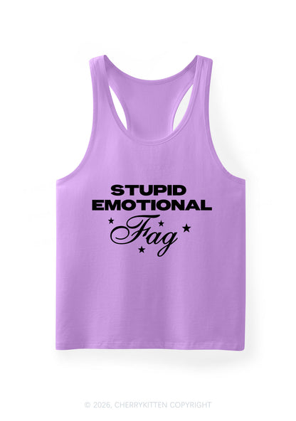 Stupid Emotional Fag Pride Y2K Men Racerback Tank Top Cherrykitten