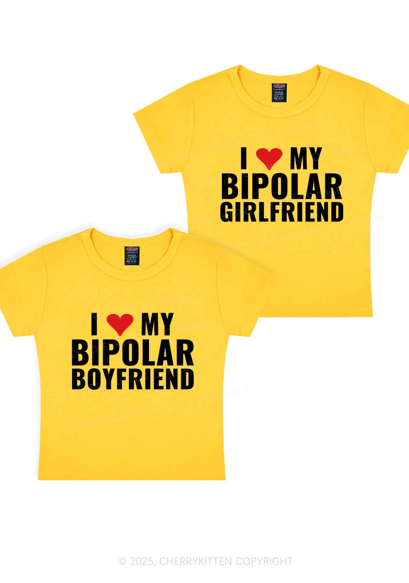 I Love My Bipolar GF BF Y2K Valentine's Day Baby Tee Cherrykitten