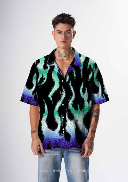 Gay Flame Pride Y2K Print Hawaiian Shirt Cherrykitten