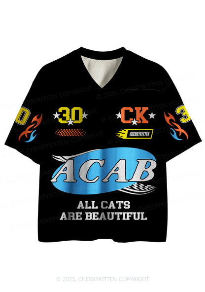 Custom Black ACAB Cats Y2K Sport Jersey Shirts Cherrykitten