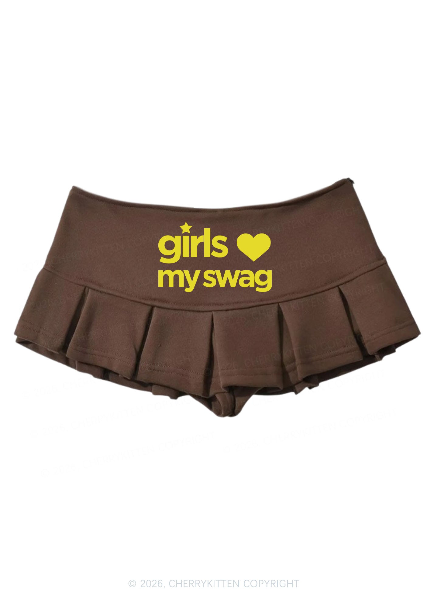 Girls Love My Swag Pride Y2K Mini Pleated Skirts Cherrykitten