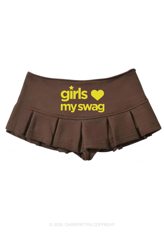 Girls Love My Swag Pride Y2K Mini Pleated Skirts Cherrykitten