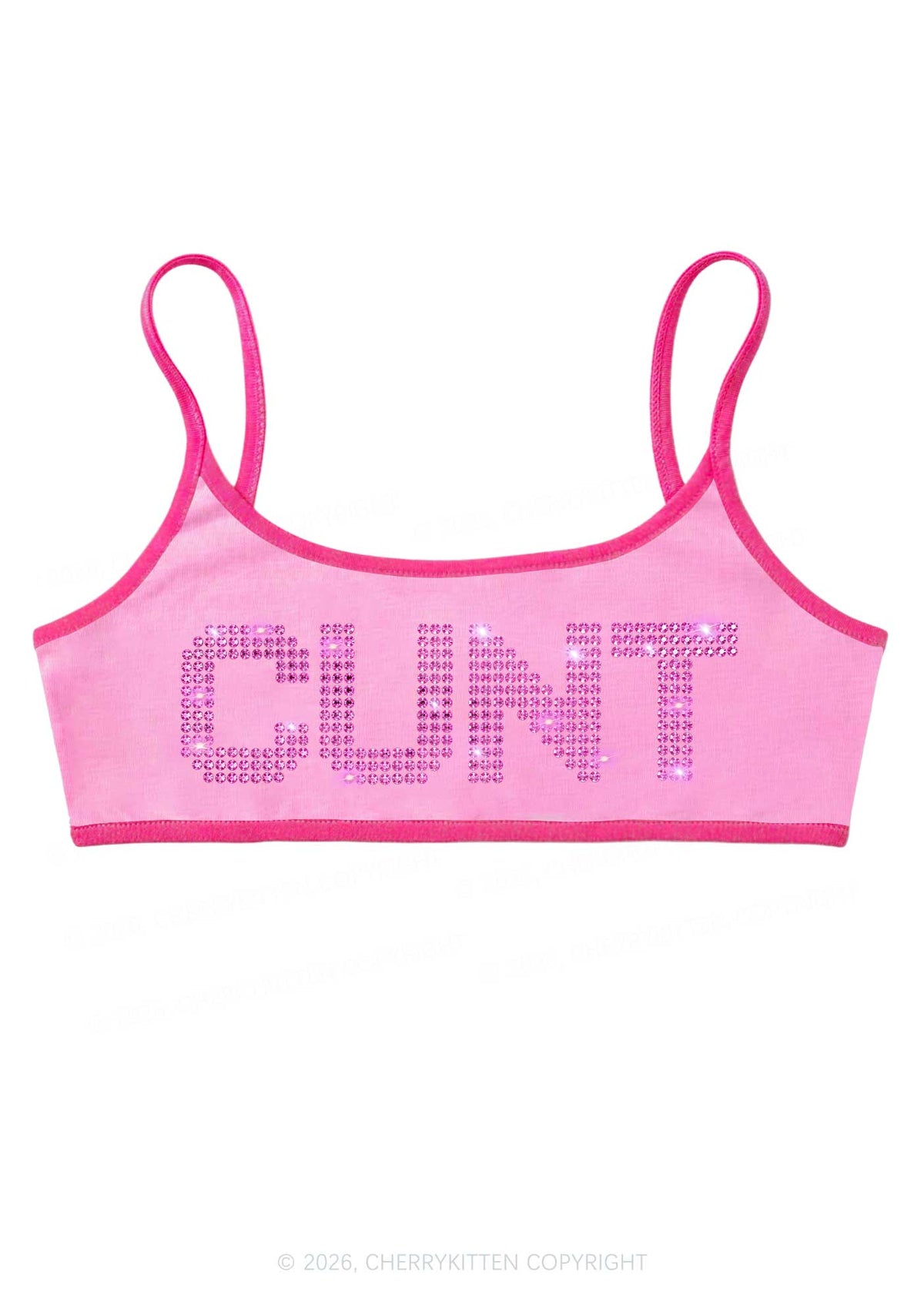Rhinestone Pink Cxxt Y2K Super Crop Cami Cherrykitten