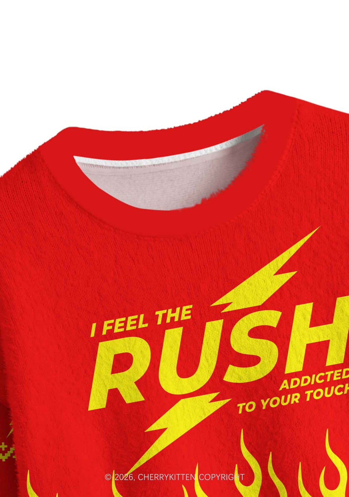 I Feel The Rush Y2K Crop Knit Sweatshirt Cherrykitten