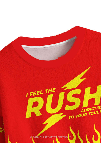 I Feel The Rush Y2K Crop Knit Sweatshirt Cherrykitten