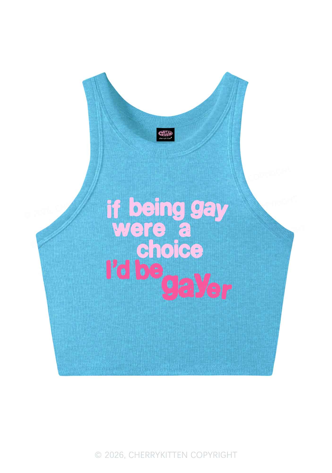 I Would Be Gayer Pride Y2K Crop Tank Top Cherrykitten