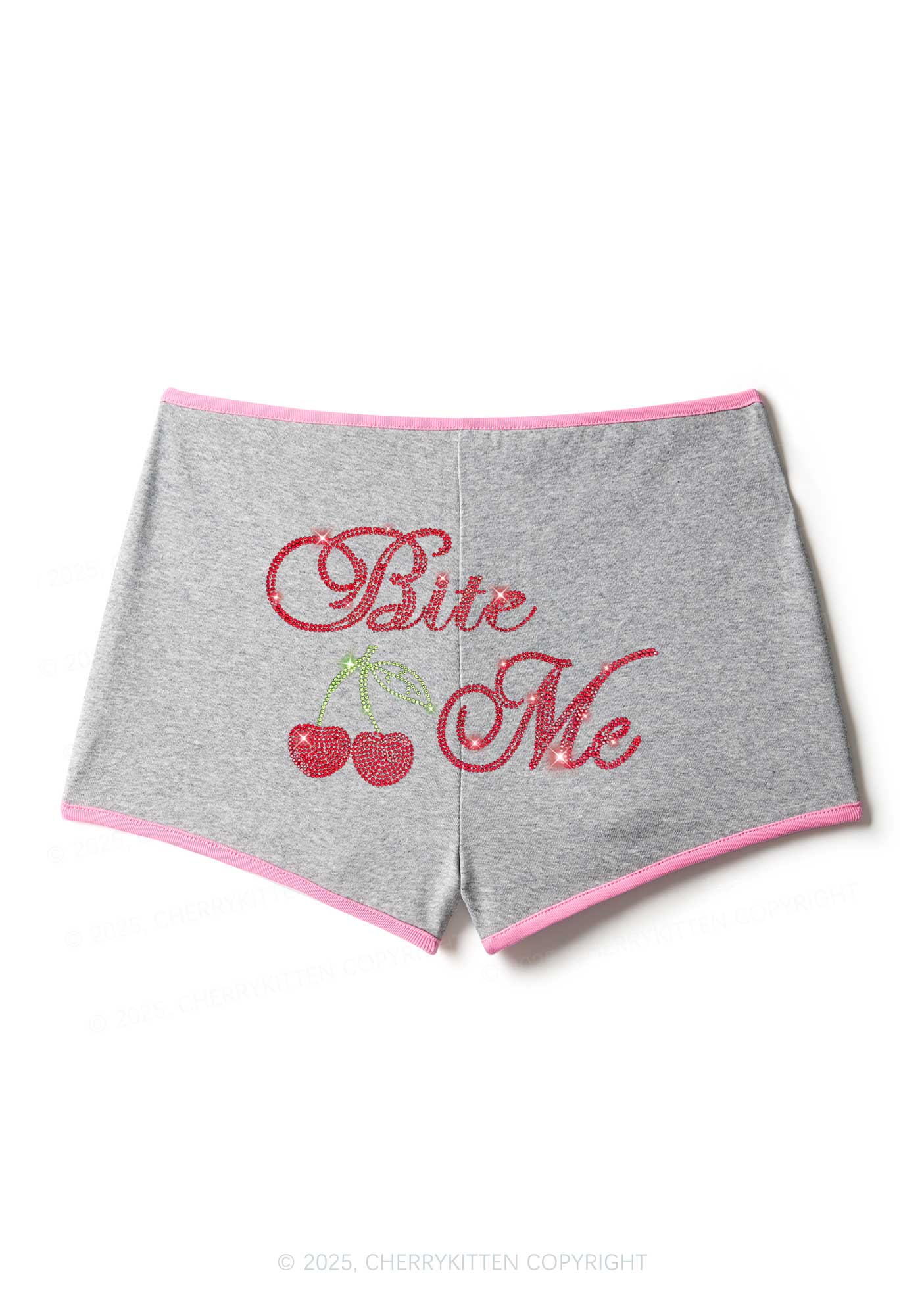 Rhinestone Red Cherry Bite Me Y2K Booty Shorts Cherrykitten