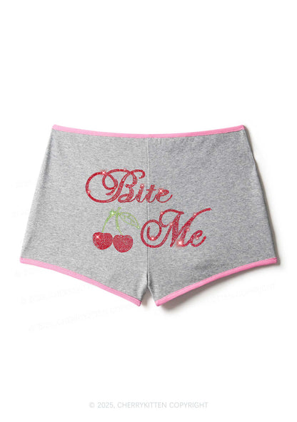 Rhinestone Red Cherry Bite Me Y2K Booty Shorts Cherrykitten