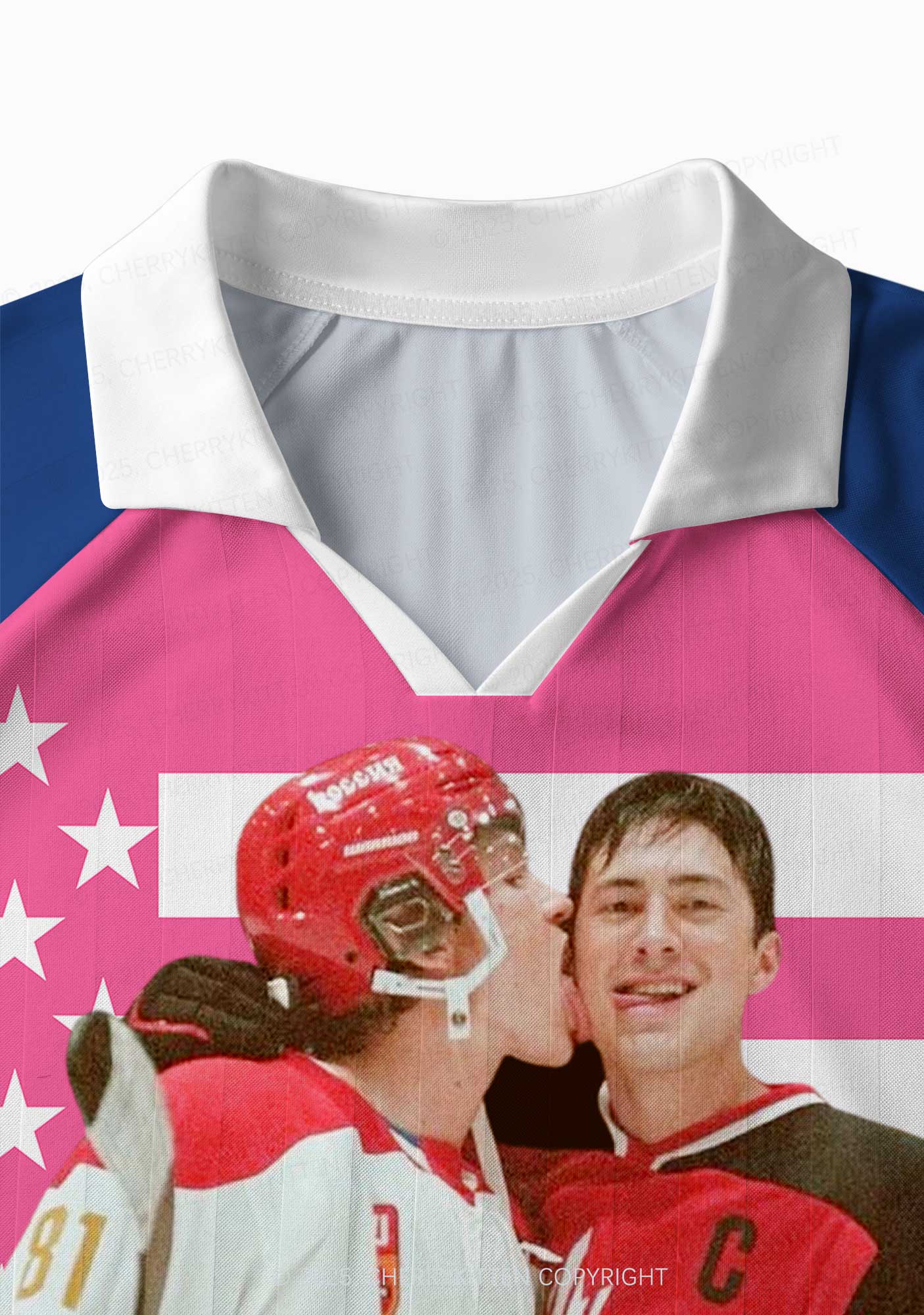 Retro Blue Kissing HR Y2K Long Sleeve Sport Jersey Shirts Cherrykitten