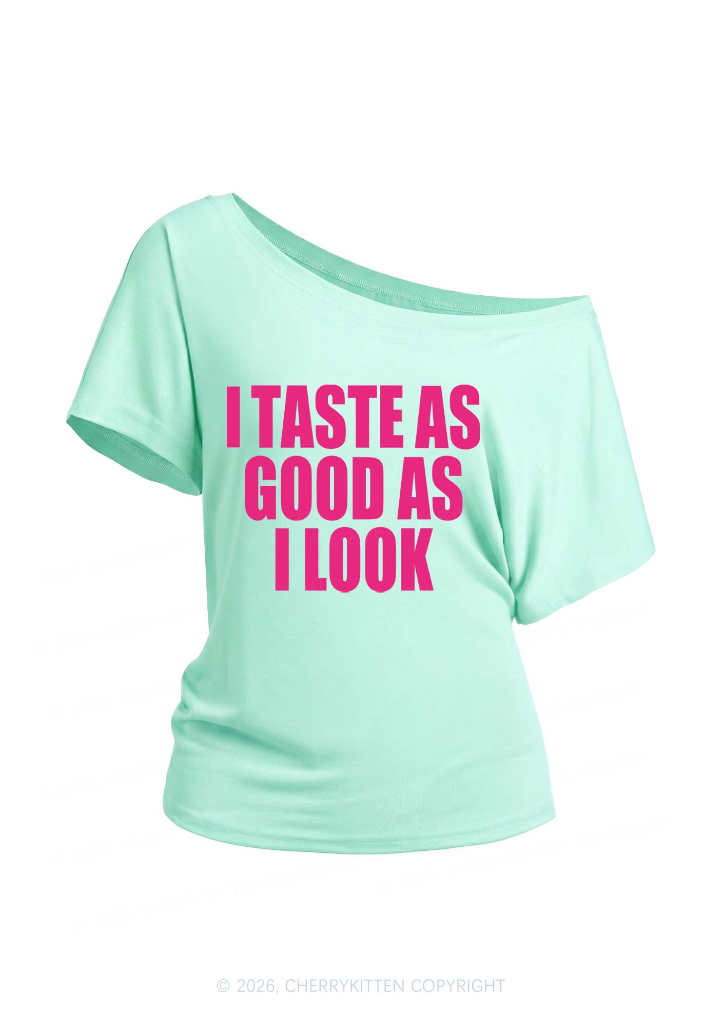 Taste Good Y2K Off Shoulder Tee Cherrykitten