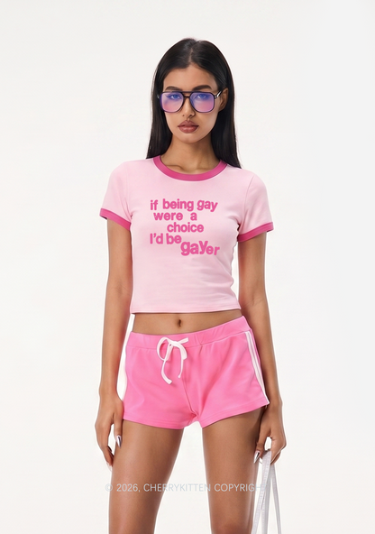 I Would Be Gayer Pride Y2K Ringer Tee Cherrykitten
