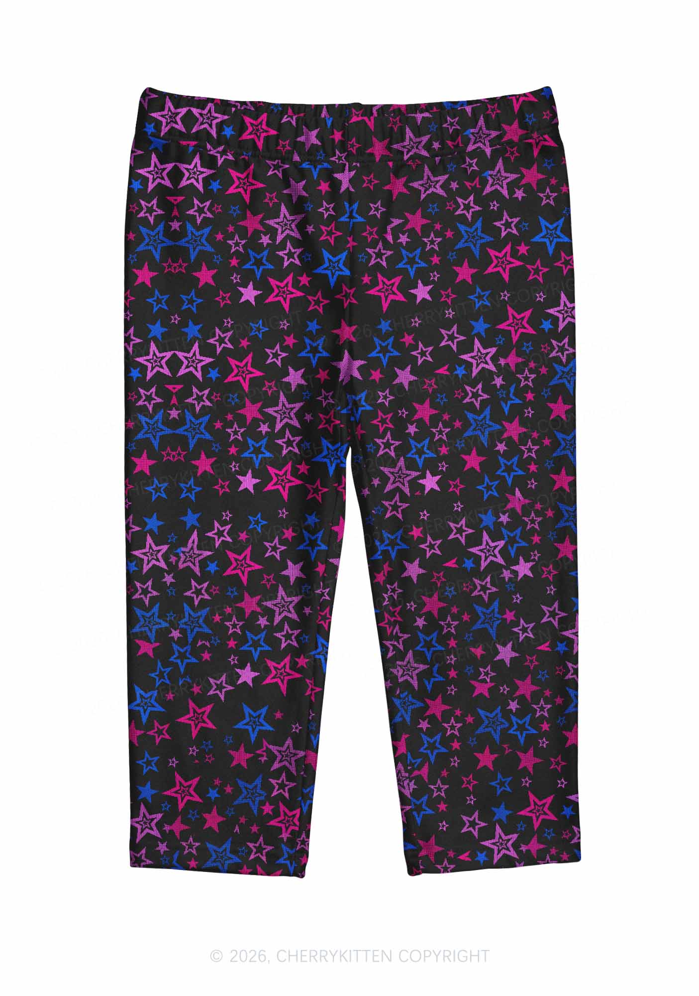 Bisexual Star Pride Y2K Print Capri Pants Cherrykitten