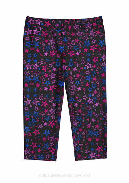 Bisexual Star Pride Y2K Print Capri Pants Cherrykitten
