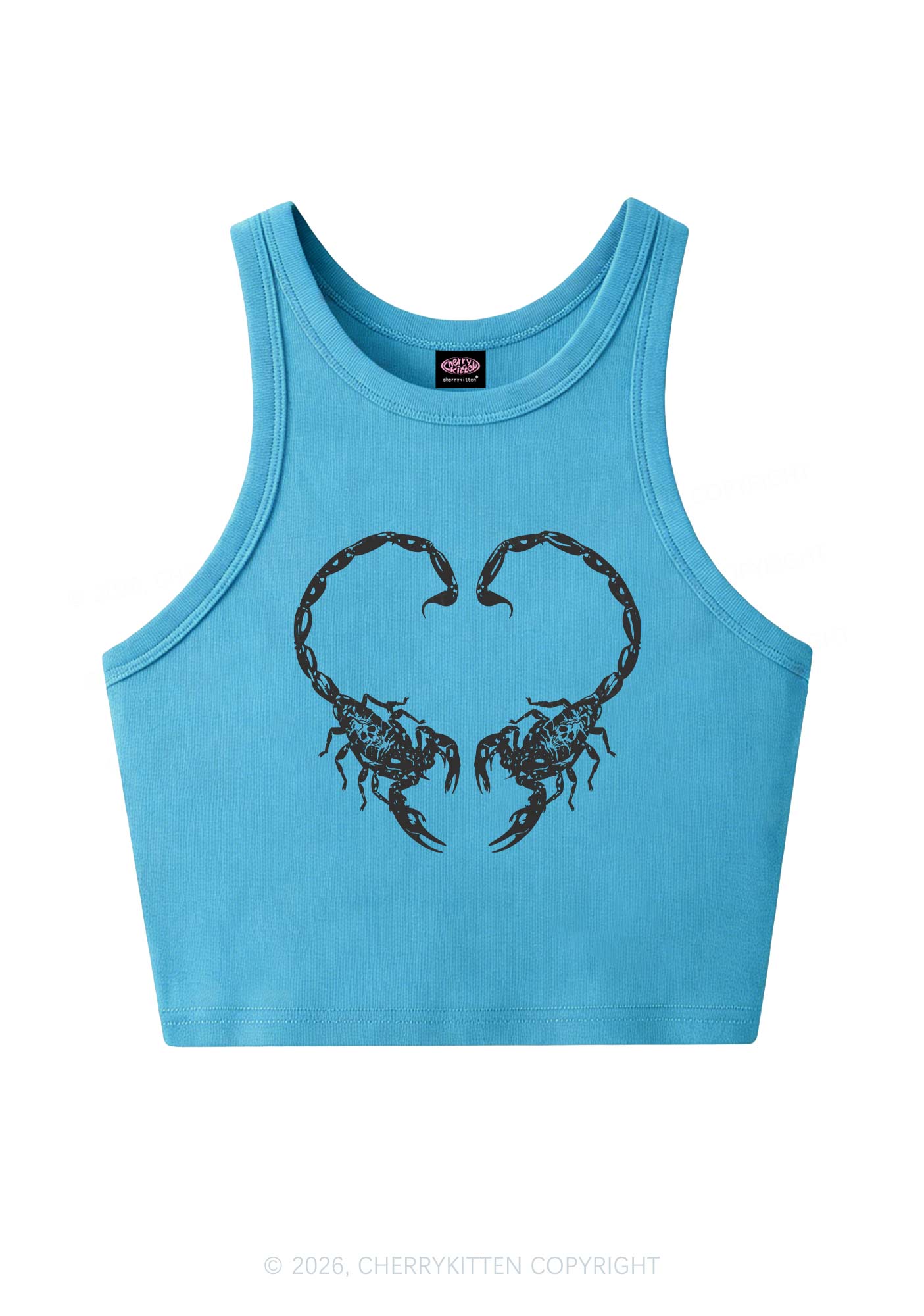 Skull Scorpion Heart Y2K Crop Tank Top Cherrykitten