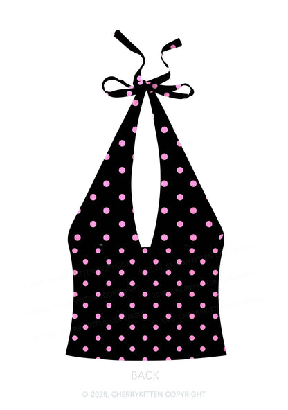 Pink Cxxt Horse Y2K Print Halter Deep V Neck Cami Cherrykitten