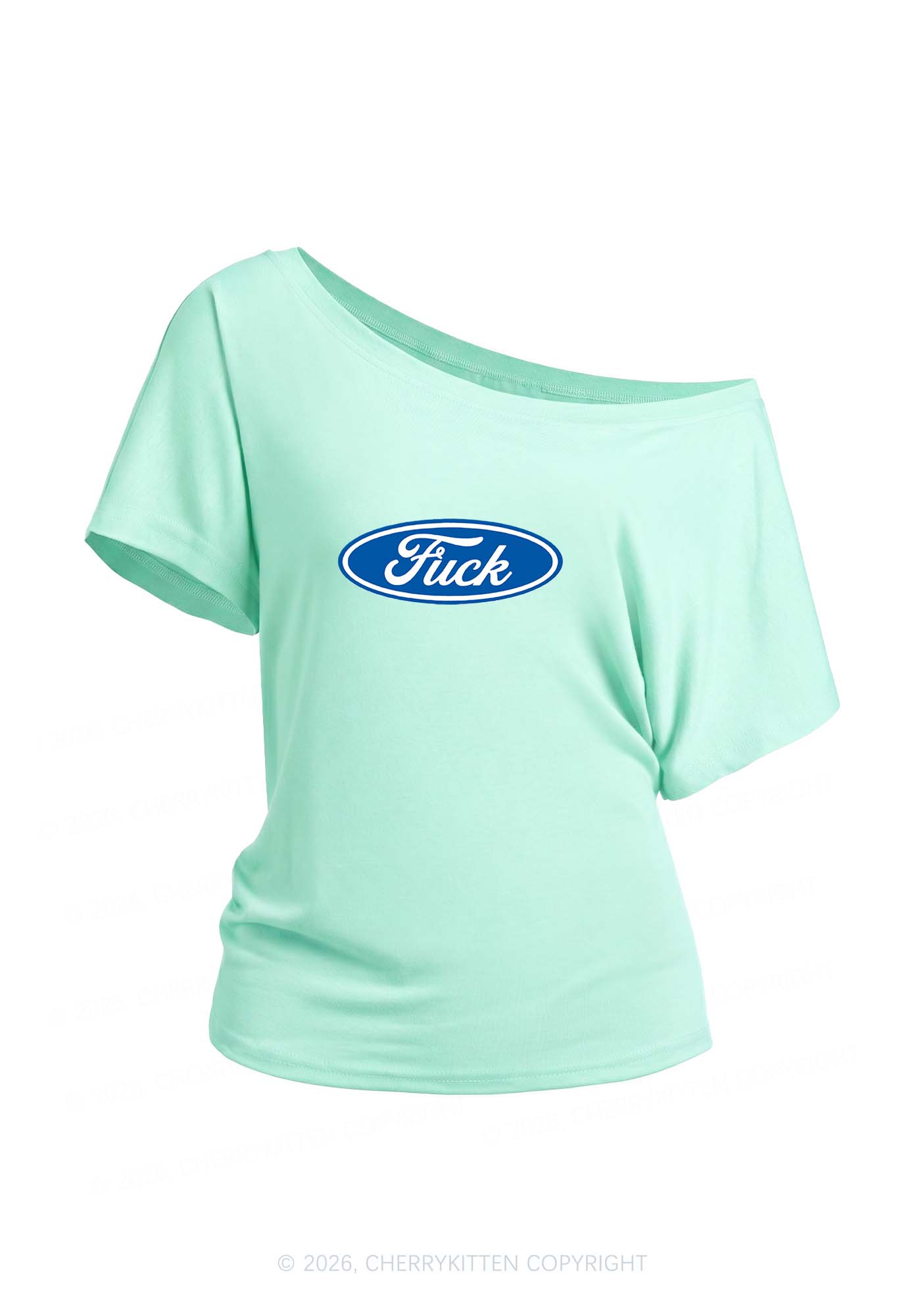 Oval Fxxk Y2K Off Shoulder Tee Cherrykitten
