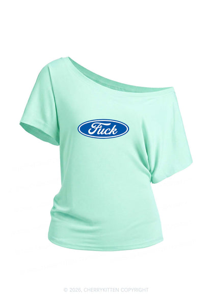 Oval Fxxk Y2K Off Shoulder Tee Cherrykitten