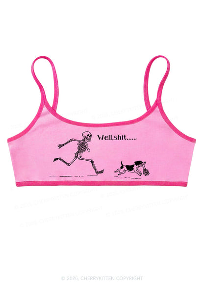 Halloween Skeleton Chase Dog Y2K Super Crop Cami Cherrykitten