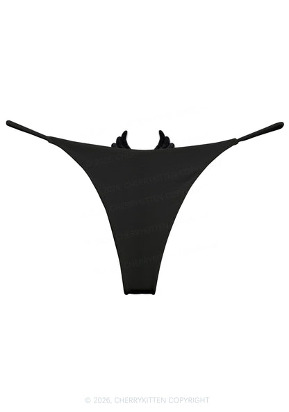 Plain Y2K Bikini String Thong With Black Wings Cherrykitten