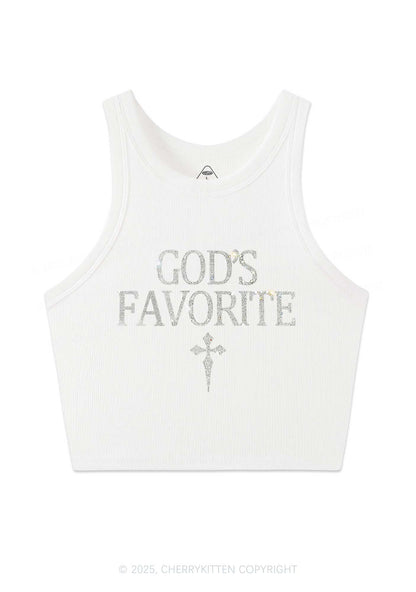 Rhinestone Gods Favorite Y2K Crop Tank Top Cherrykitten