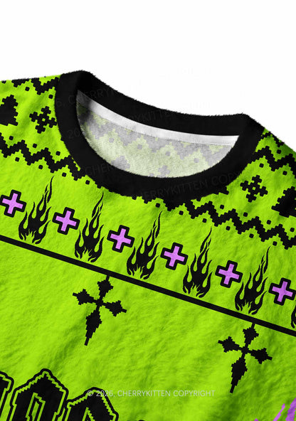 Faggot Pride Y2K Christmas Knit Sweatshirt Cherrykitten