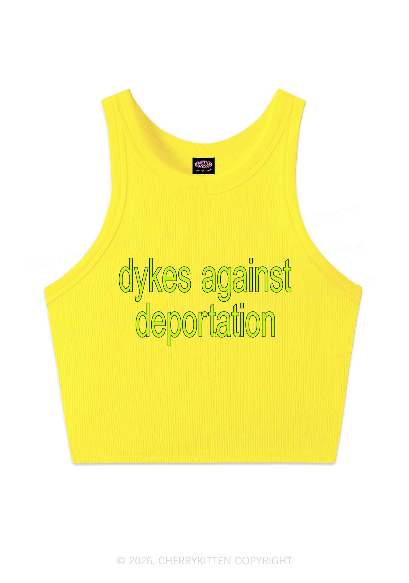 Dykes Against Deportation Pride Y2K Crop Tank Top Cherrykitten