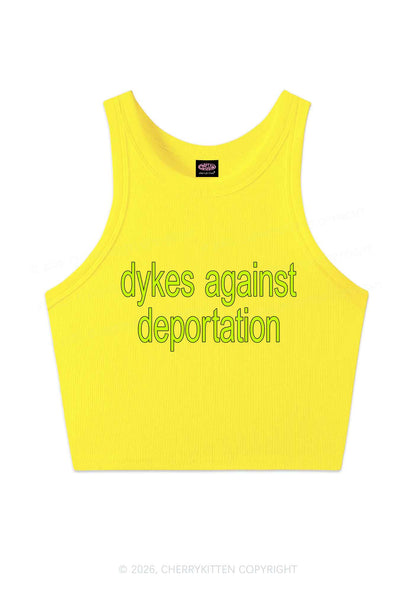 Dykes Against Deportation Pride Y2K Crop Tank Top Cherrykitten