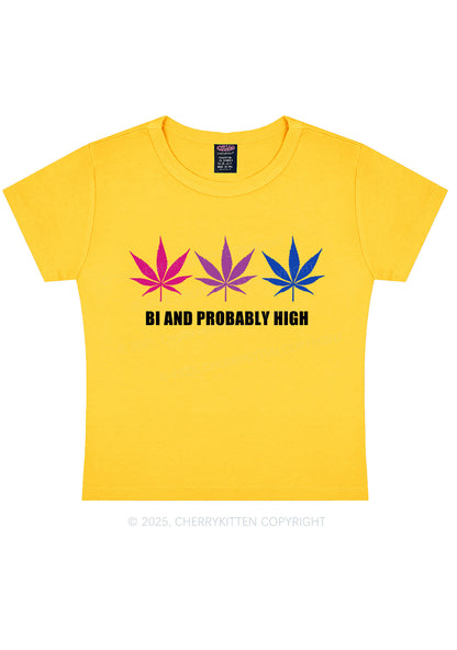 Bi Probably High Pride Y2K Baby Tee Cherrykitten