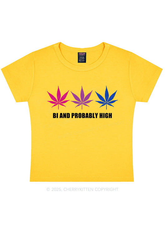 Bi Probably High Pride Y2K Baby Tee Cherrykitten
