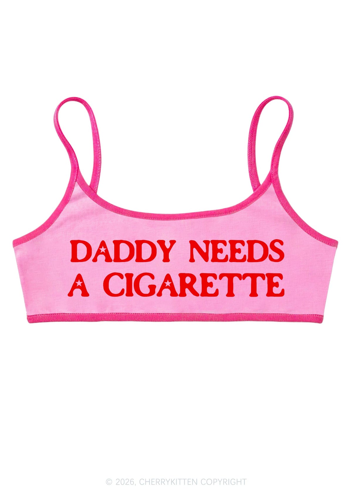 Daddy Needs A Cigarette Y2K Super Crop Cami Cherrykitten
