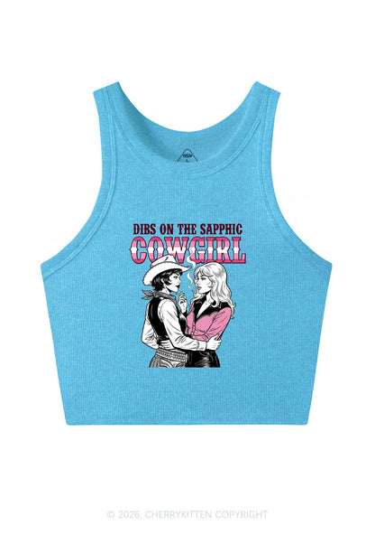 Dibs On The Sapphic Cowgirl Pride Y2K Crop Tank Top Cherrykitten