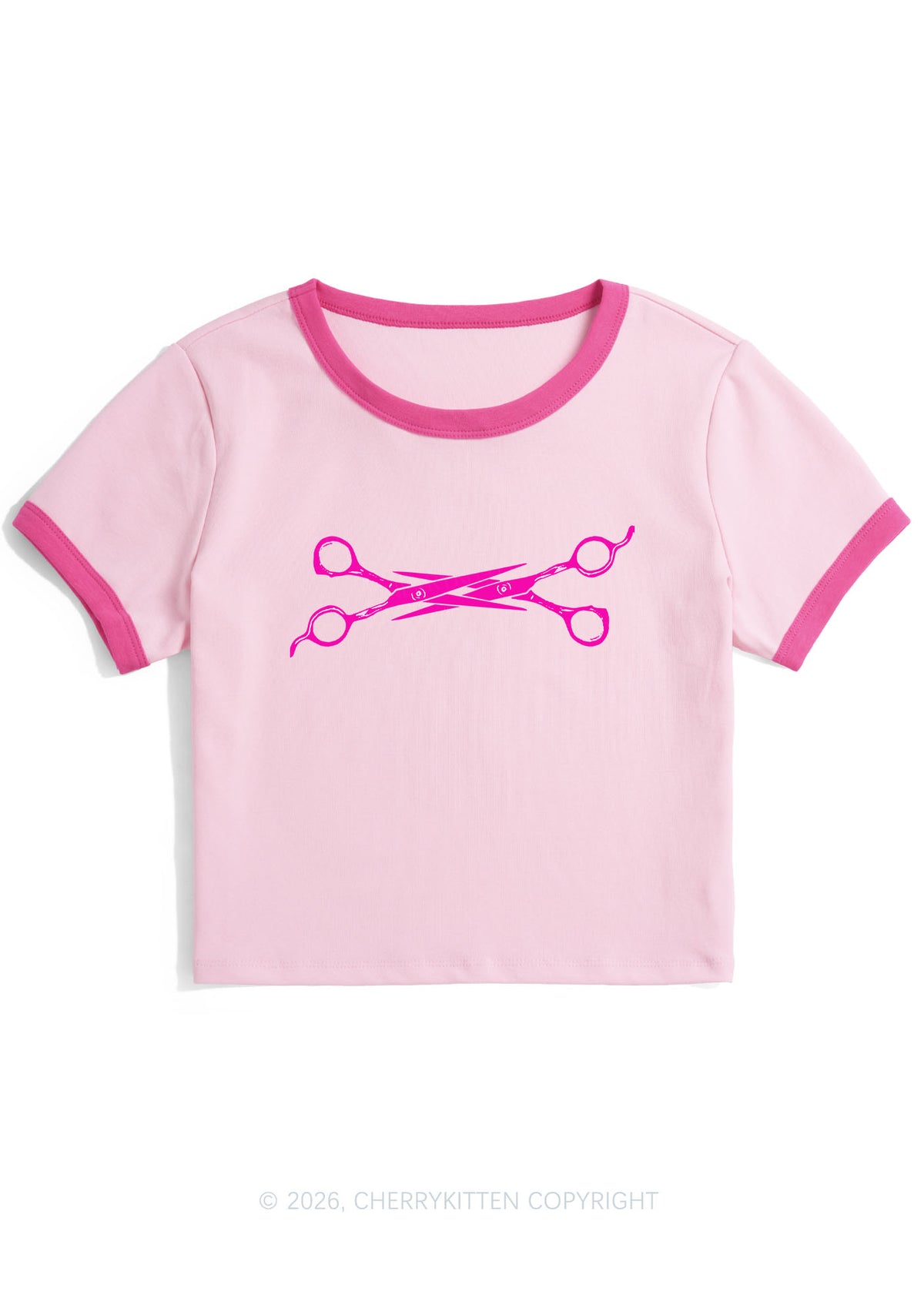 Pink Scissor Pride Y2K Ringer Tee Cherrykitten