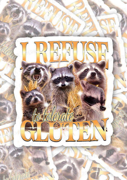 Raccoons Refuse Tolerate Gluten 1Pc Y2K Sticker Cherrykitten