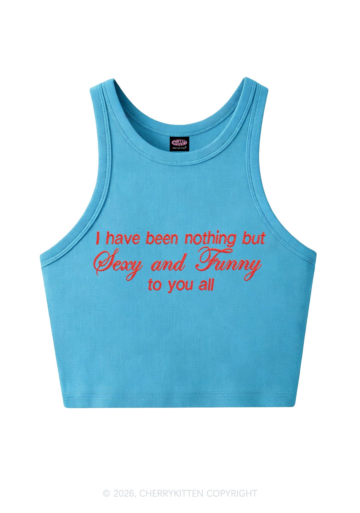 Embroidered I Have Been Nothing Y2K Crop Tank Top Cherrykitten