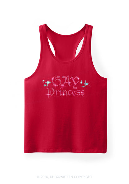 Rhinestone Gay Princess Pride Y2K Men Racerback Tank Top Cherrykitten