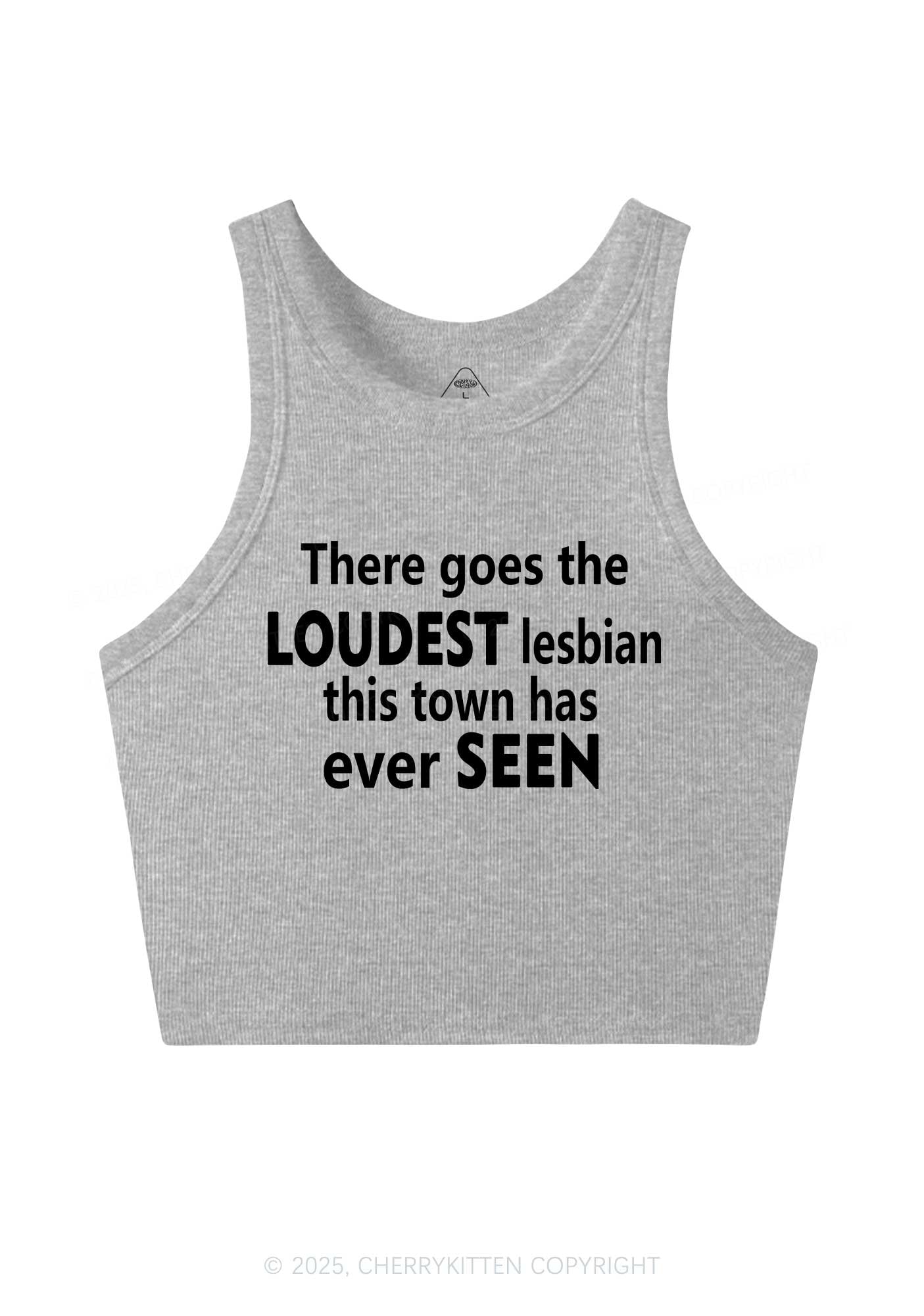 Loudest Lesbian Has Ever Seen Y2K Crop Tank Top Cherrykitten