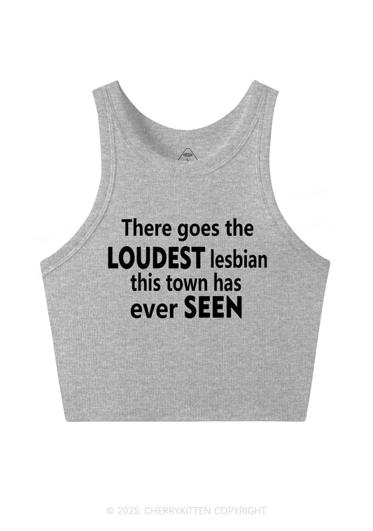 Loudest Lesbian Has Ever Seen Y2K Crop Tank Top Cherrykitten
