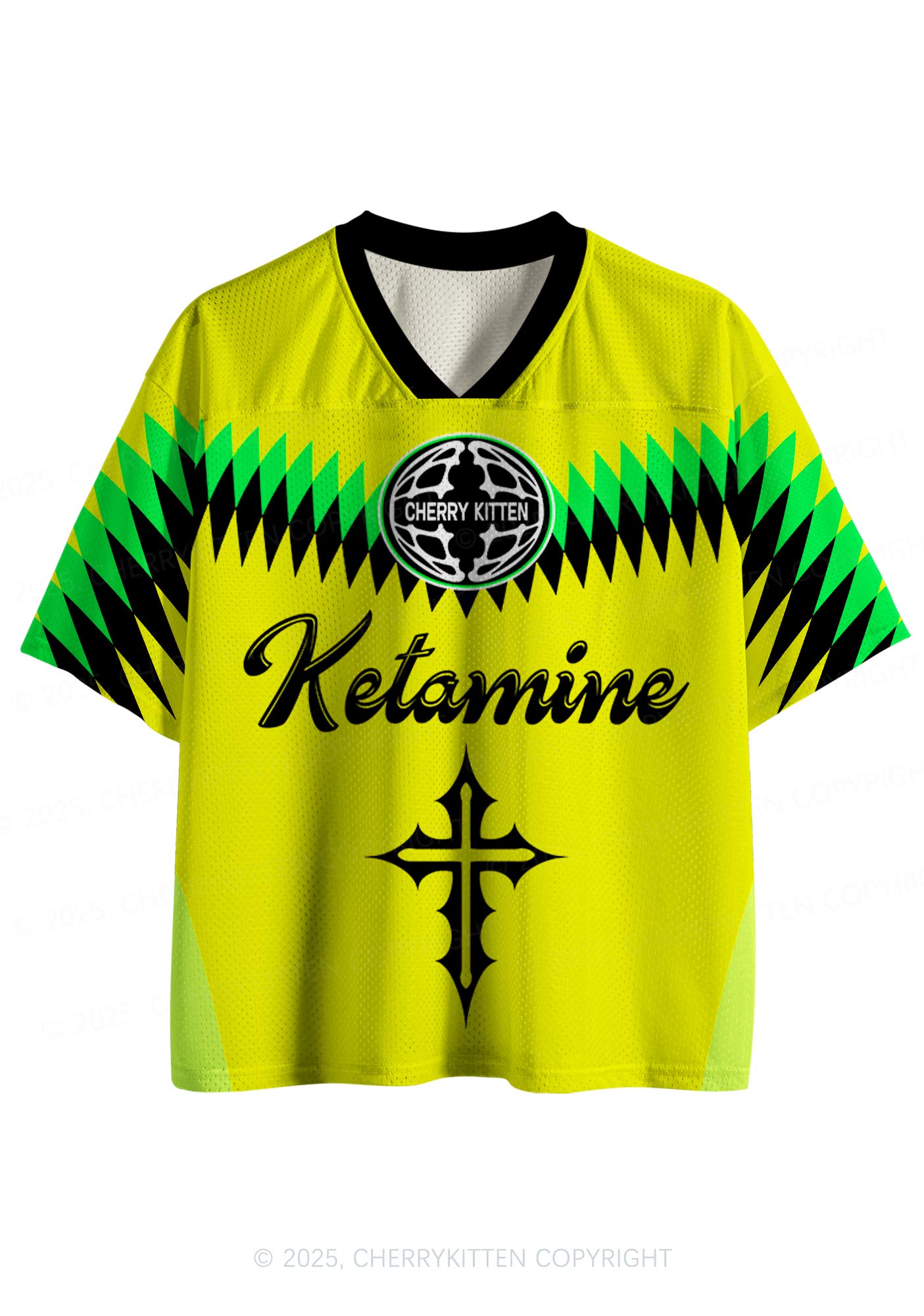 Custom Neon Yellow Ketamxxe Cross Y2K Sport Jersey Shirts Cherrykitten