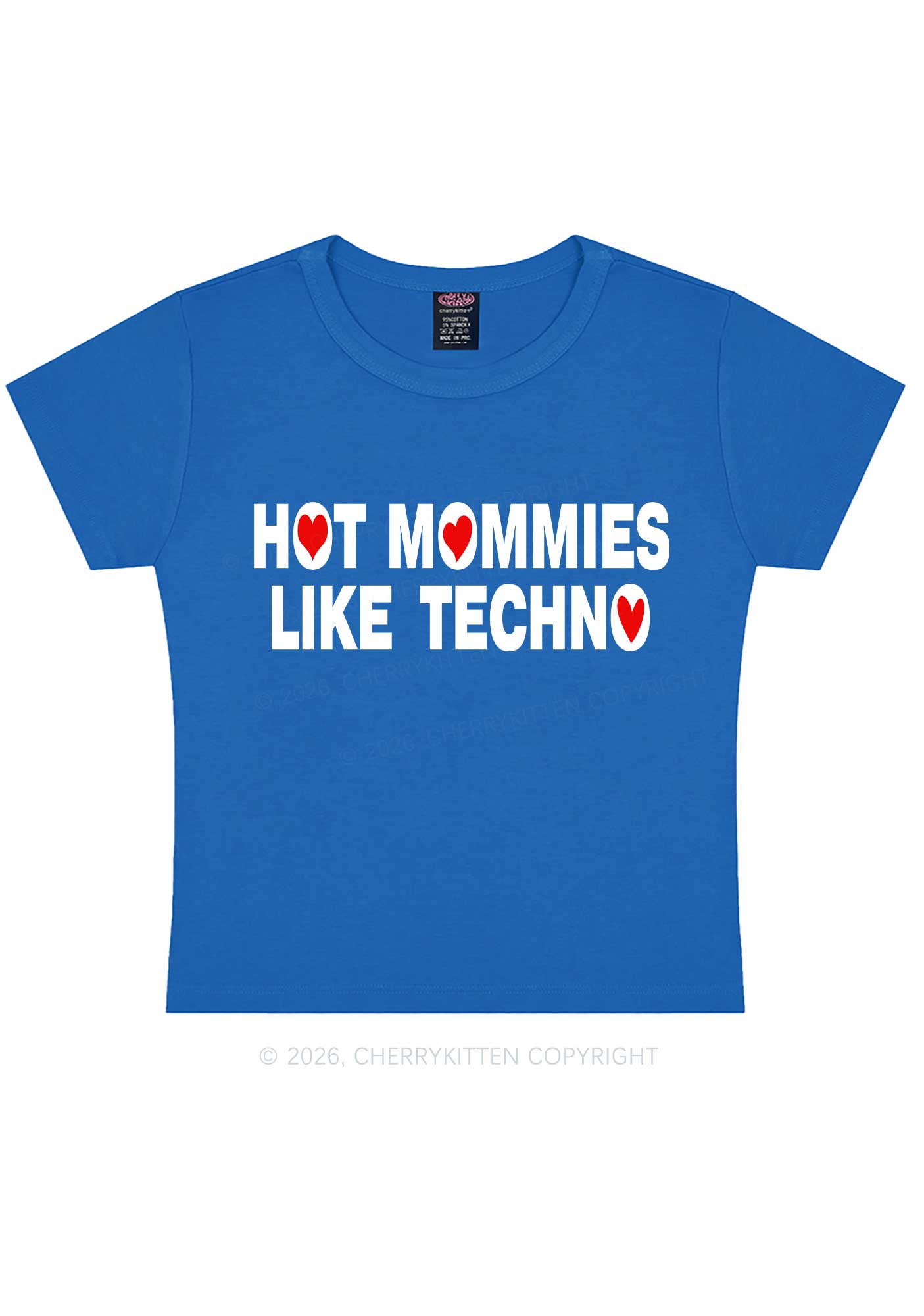 Hot Mommies Like Techno Y2K Baby Tee Cherrykitten