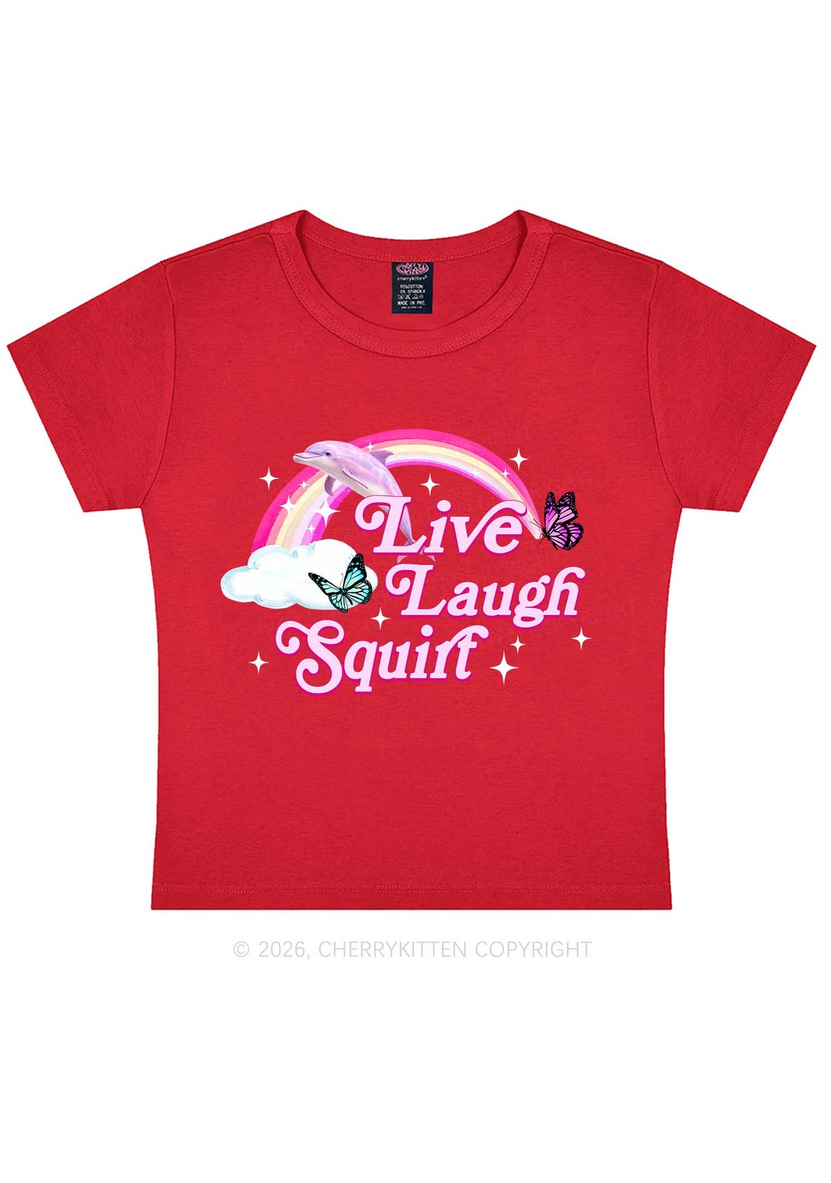 Live Laugh Squirt Y2K Baby Tee Cherrykitten