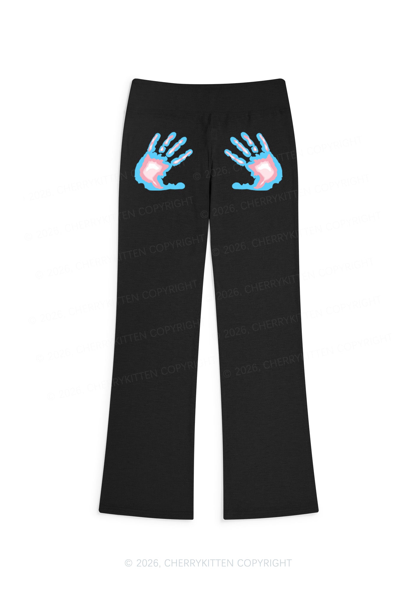 Trans Thermal Hands Pride Y2K Low Rise Drawstring Flare Pants Cherrykitten