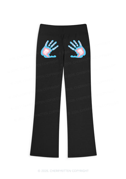 Trans Thermal Hands Pride Y2K Low Rise Drawstring Flare Pants Cherrykitten