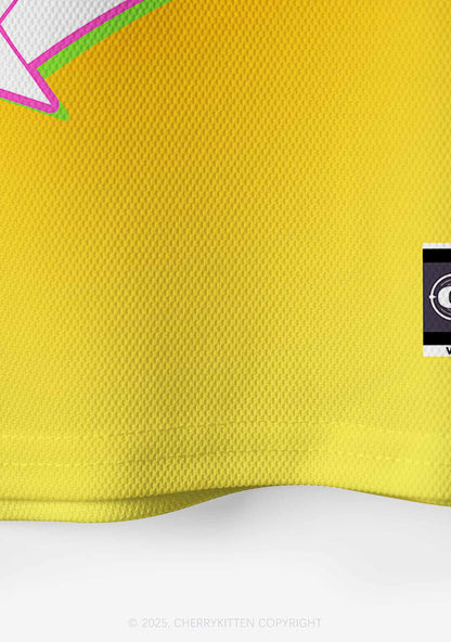 Custom Sunny Yellow Cxxt Star Y2K Crop Sport Jersey Shirts Cherrykitten