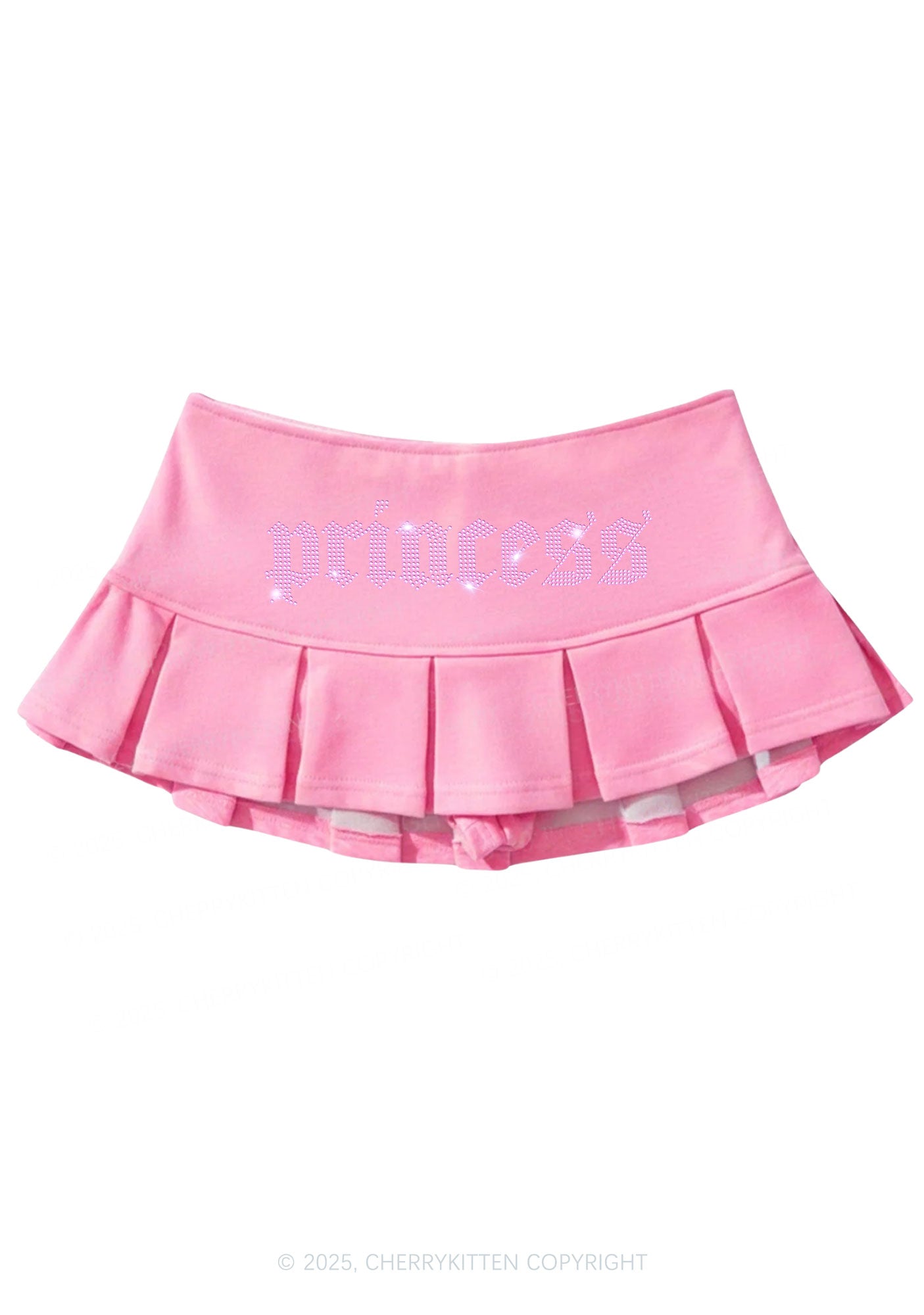 Rhinestone Princess Y2K Mini Pleated Skirts Cherrykitten