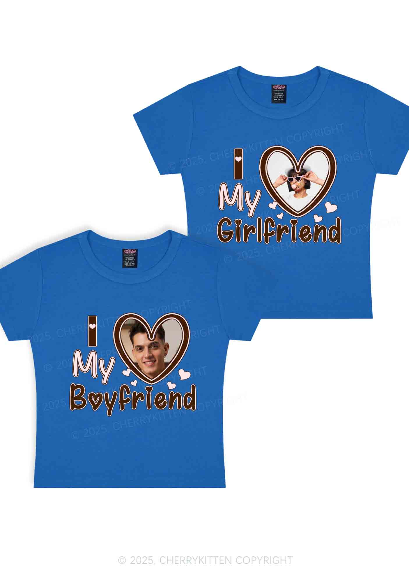 Custom BF GF Brown Heart Y2K Valentine's Day Baby Tee Cherrykitten